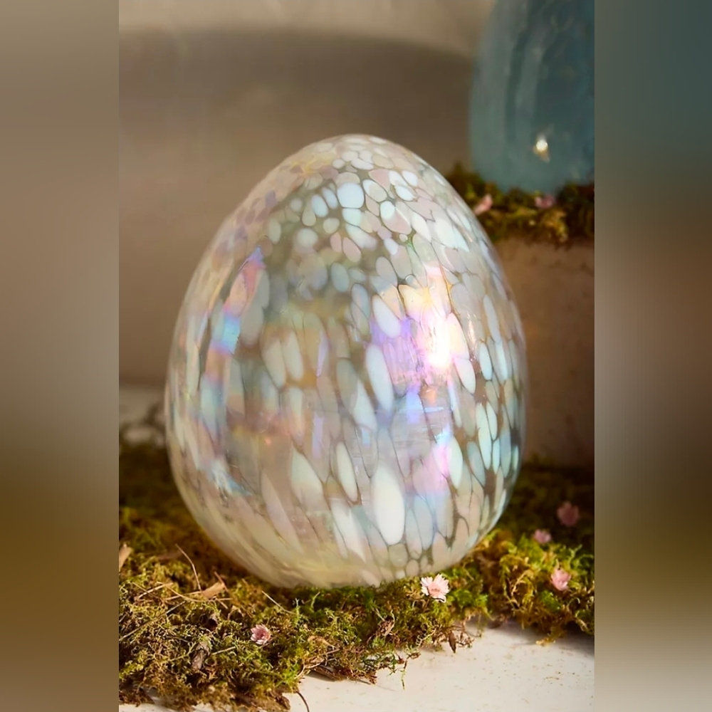 Anthropologie Confetti Luster Glass Egg Small